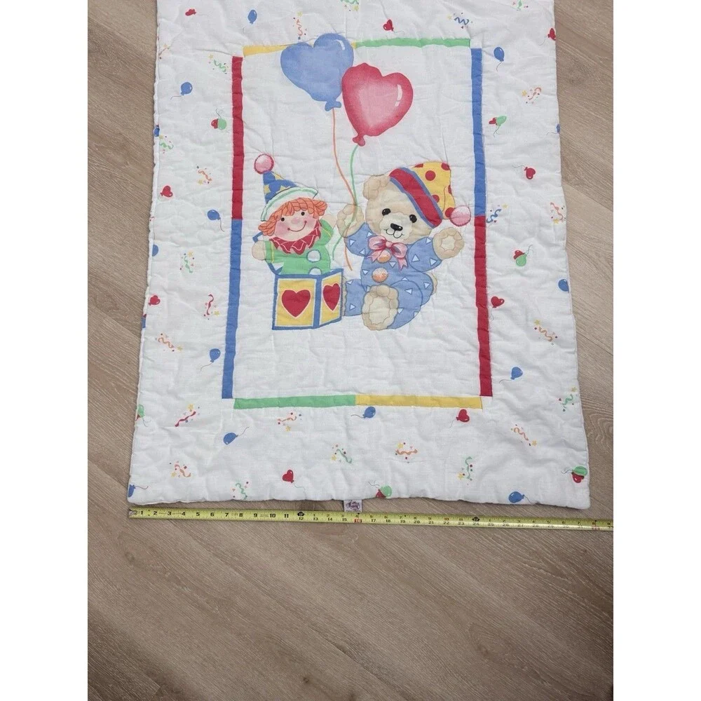 VTG 1992 Little Bedding Red Calliope Baby Blanket Comforter Quilt Balloons Bear